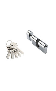 Ключевой цилиндр 60мм. 5 кл. ADDEN BAU. CYL 5-60 KNOB CHROME (цвет ХРОМ БЛЕСТЯЩИЙ)