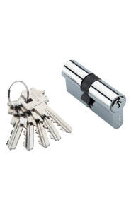 Ключевой цилиндр 60мм. 5 кл. ADDEN BAU. CYL 5-60 KEY CHROME (ХРОМ БЛЕСТЯЩИЙ)